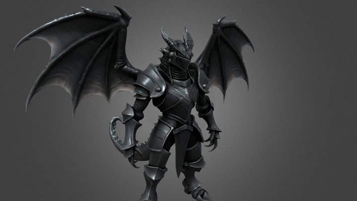 Winged Dark Gothic Knight with Dragon Helmet