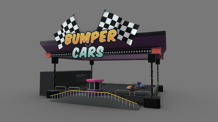 Bumper cars game attraction 3D Model