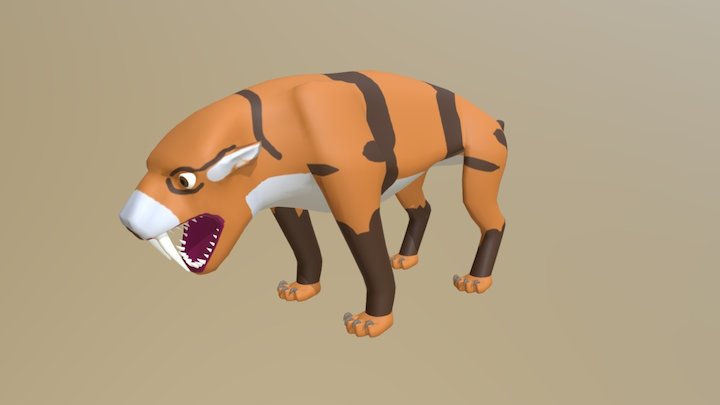 smilodon sabertooth tiger low polly simple 3D Model
