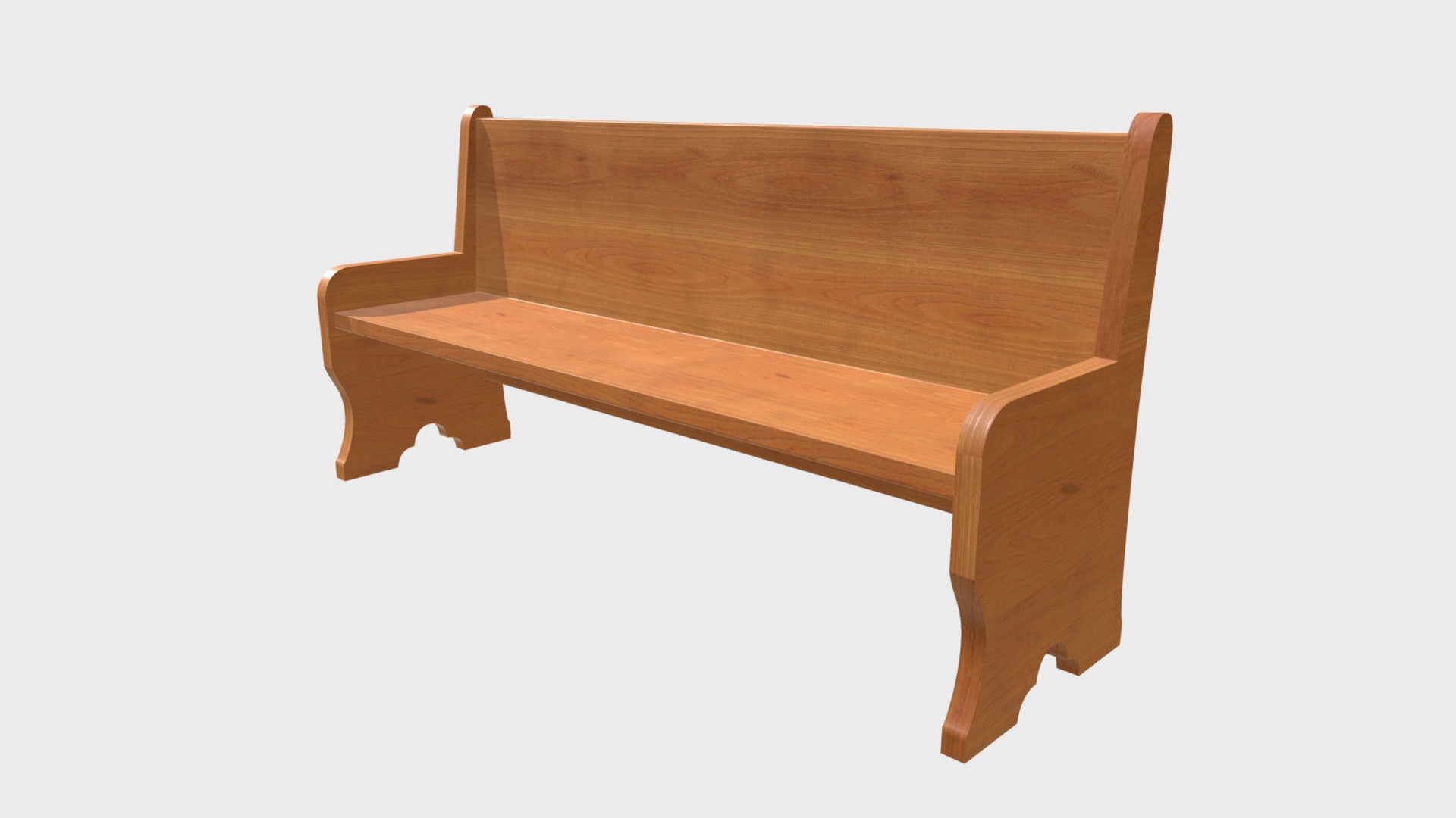 3D model Church bench - This is a 3D model of the Church bench. The 3D model is about a wooden table with a white background.
