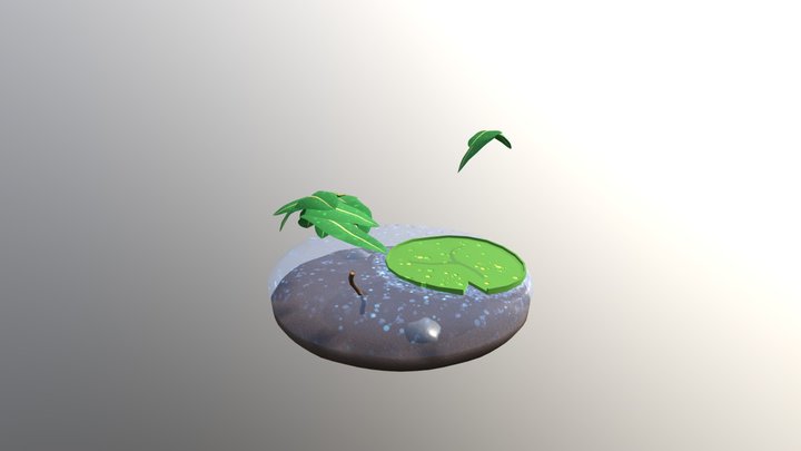 Cartoon Red Eye Tree Frog Habitat 3D Model