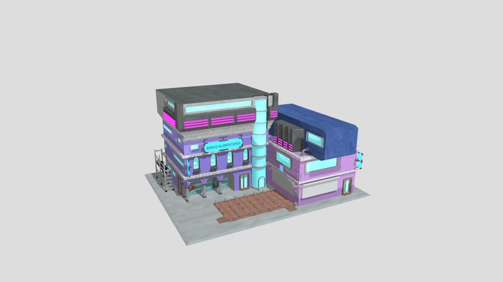 Coins de rue futuriste 3D Model