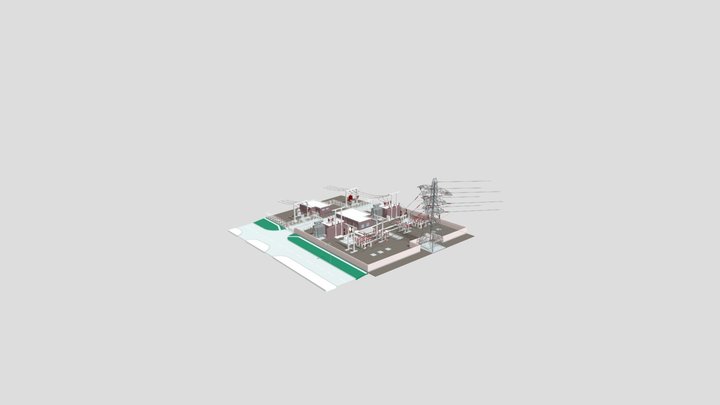 High Voltage Substation 3D Model