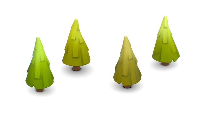 Cartoon Green Pine Fir Tree 3D Model