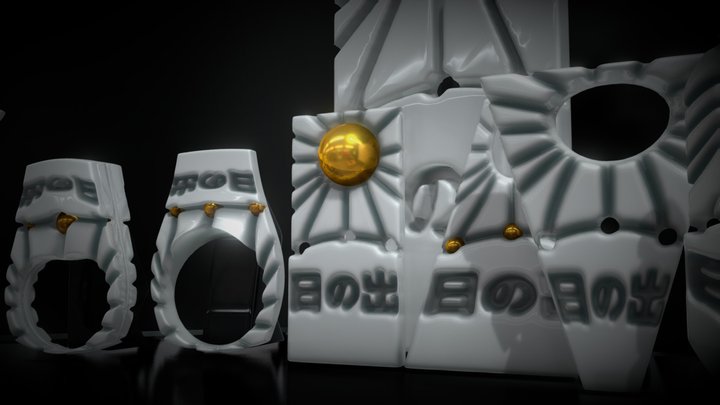 "日の出" "Golden Sun" Hanafuda Jewelry-Showcase 3D Model