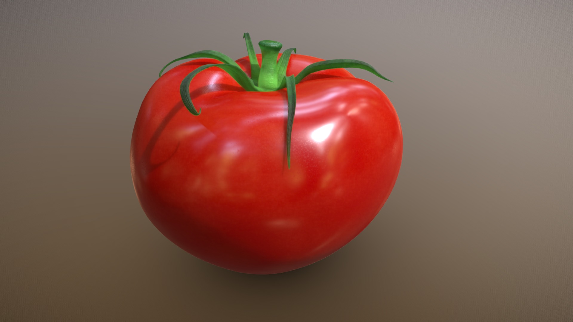 3D model Tomato - This is a 3D model of the Tomato. The 3D model is about a red tomato with green stems.