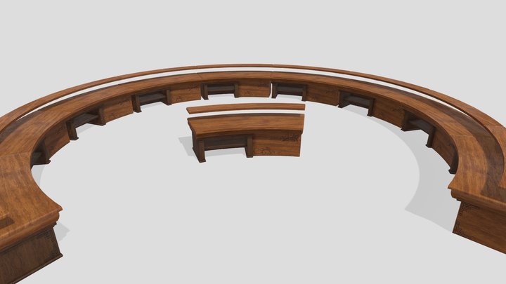 Wooden round table 3D Model