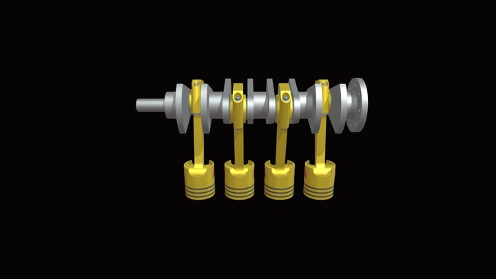 4 Cylinder Engine 3D Model