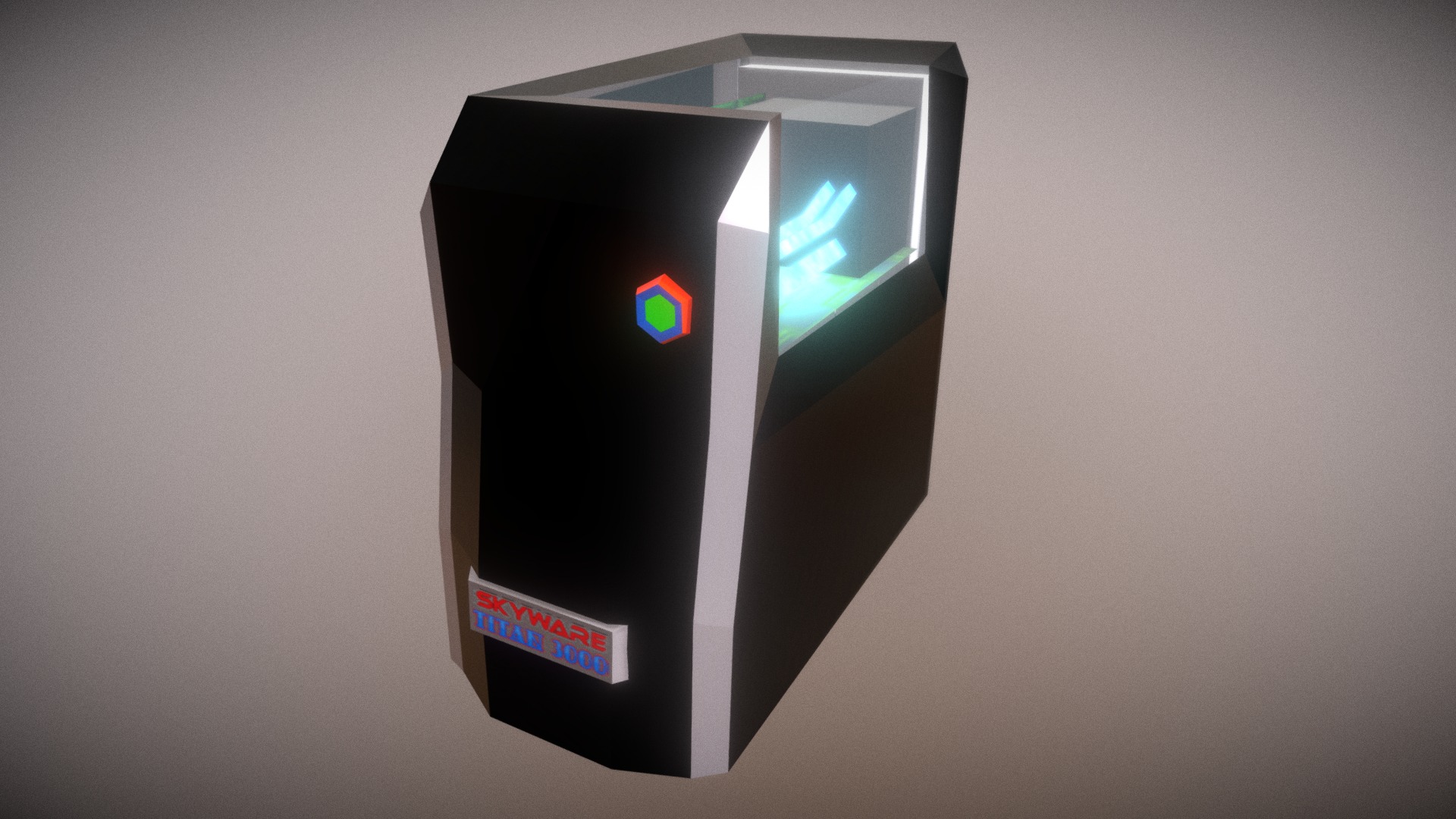 3D model LP Computer: Household Props Challenge Day 5 - This is a 3D model of the LP Computer: Household Props Challenge Day 5. The 3D model is about a black rectangular object with a blue logo on it.