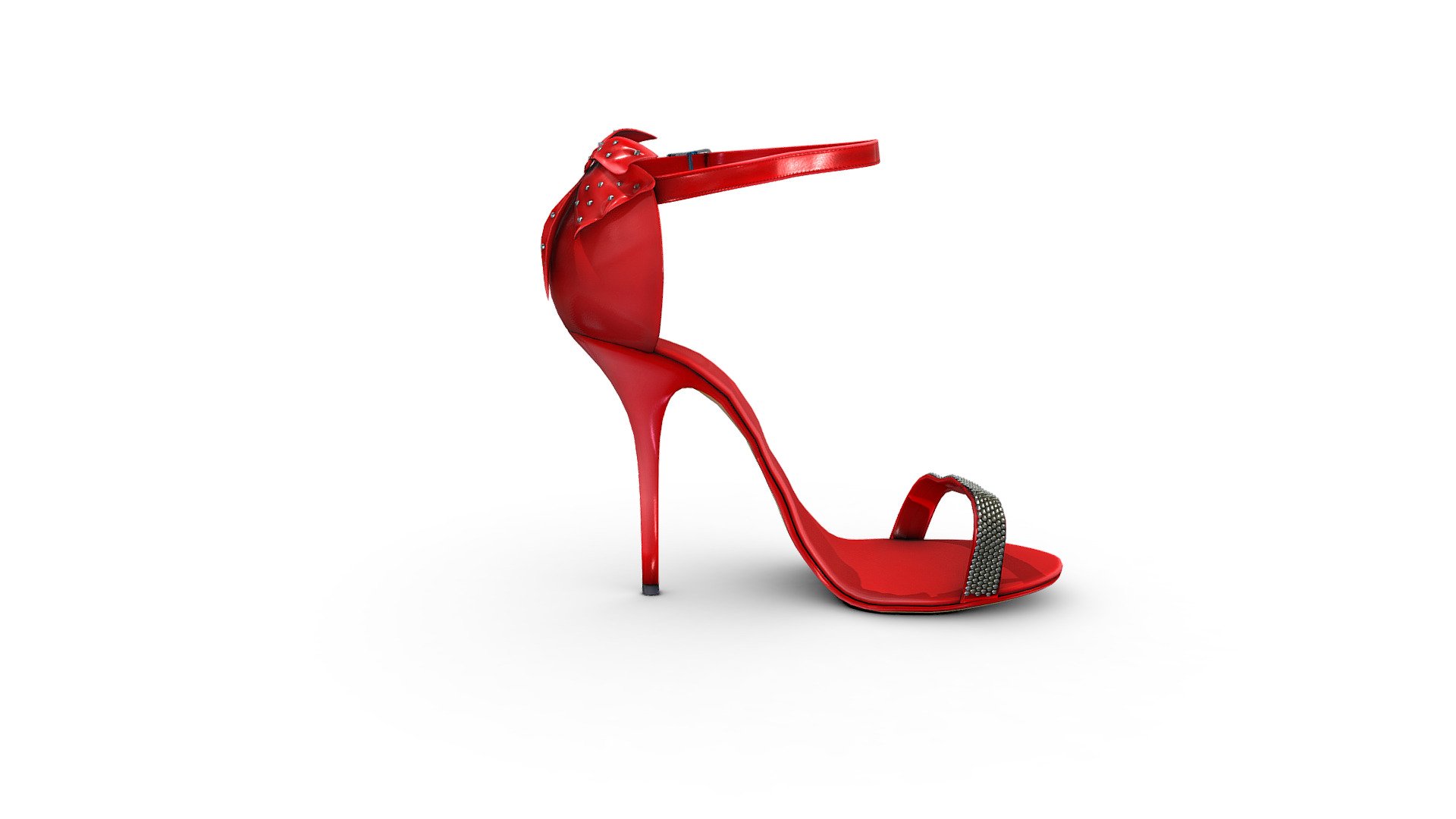 Female Red High Heel Shoes With Bow - Buy Royalty Free 3D model by 3dia ...