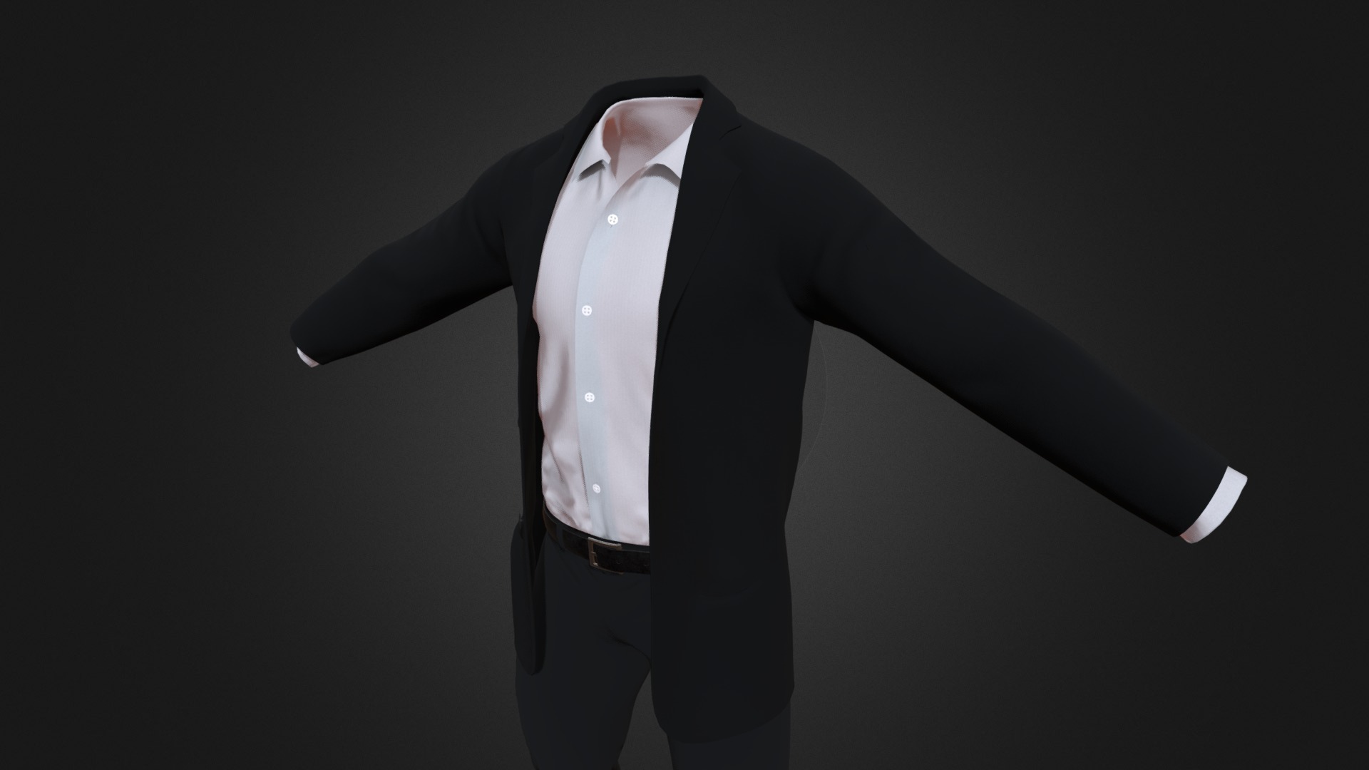 3D model Black Suit PBR Texture-Materials - This is a 3D model of the Black Suit PBR Texture-Materials. The 3D model is about a man in a suit.