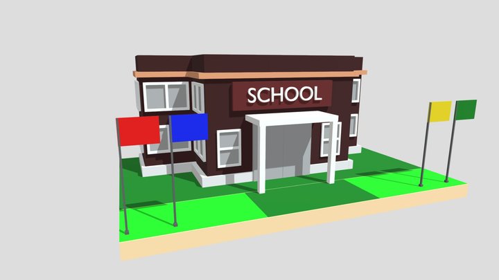 Low Poly School:3D Model of an Educational Haven 3D Model