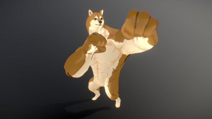 Swole Doge - Buff Cheems Anime style 3D Model