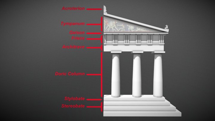 Greek Temple Facade 3D Model