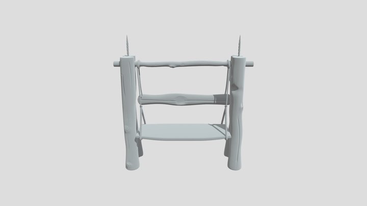 A handcrafted rustic wooden swing 3D Model