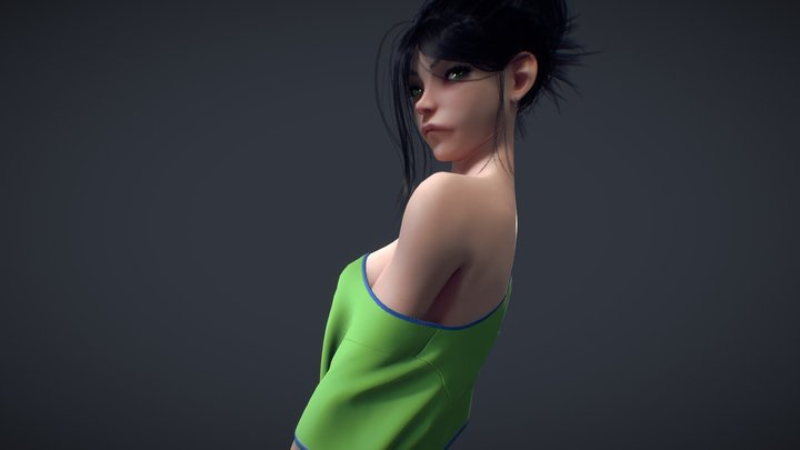 Girl in green 3D Model
