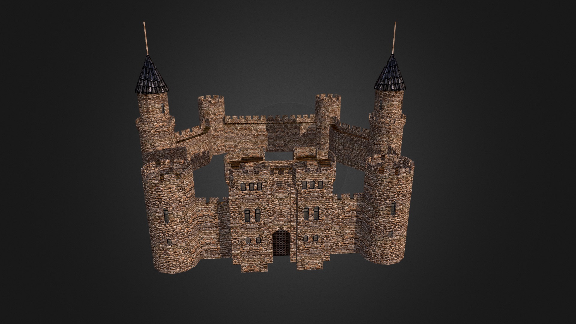 3D model Medieval Castle - This is a 3D model of the Medieval Castle. The 3D model is about a castle with a black background.
