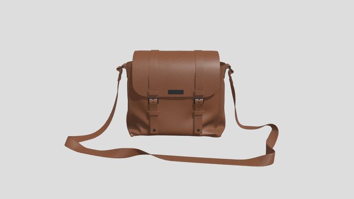 Realistic Brown Leather Messenger Bag - 3D Model – Modello 3D gratuito STL