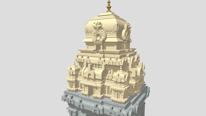 2 Tier Vimanam Temple 3D Model