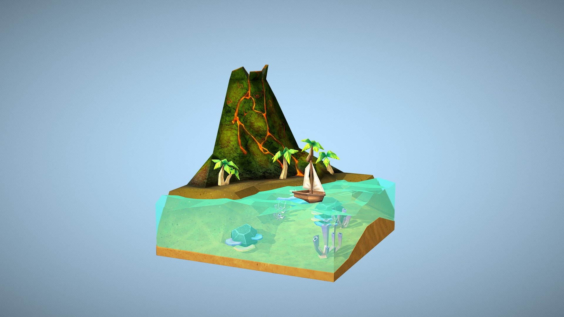 Volcano Island - 3D model by Lambiten (@Lambiten) [44a2539]