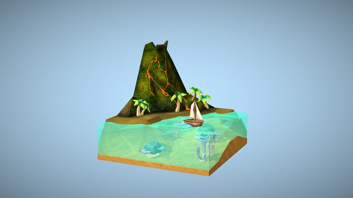 Volcano Island 3D Model