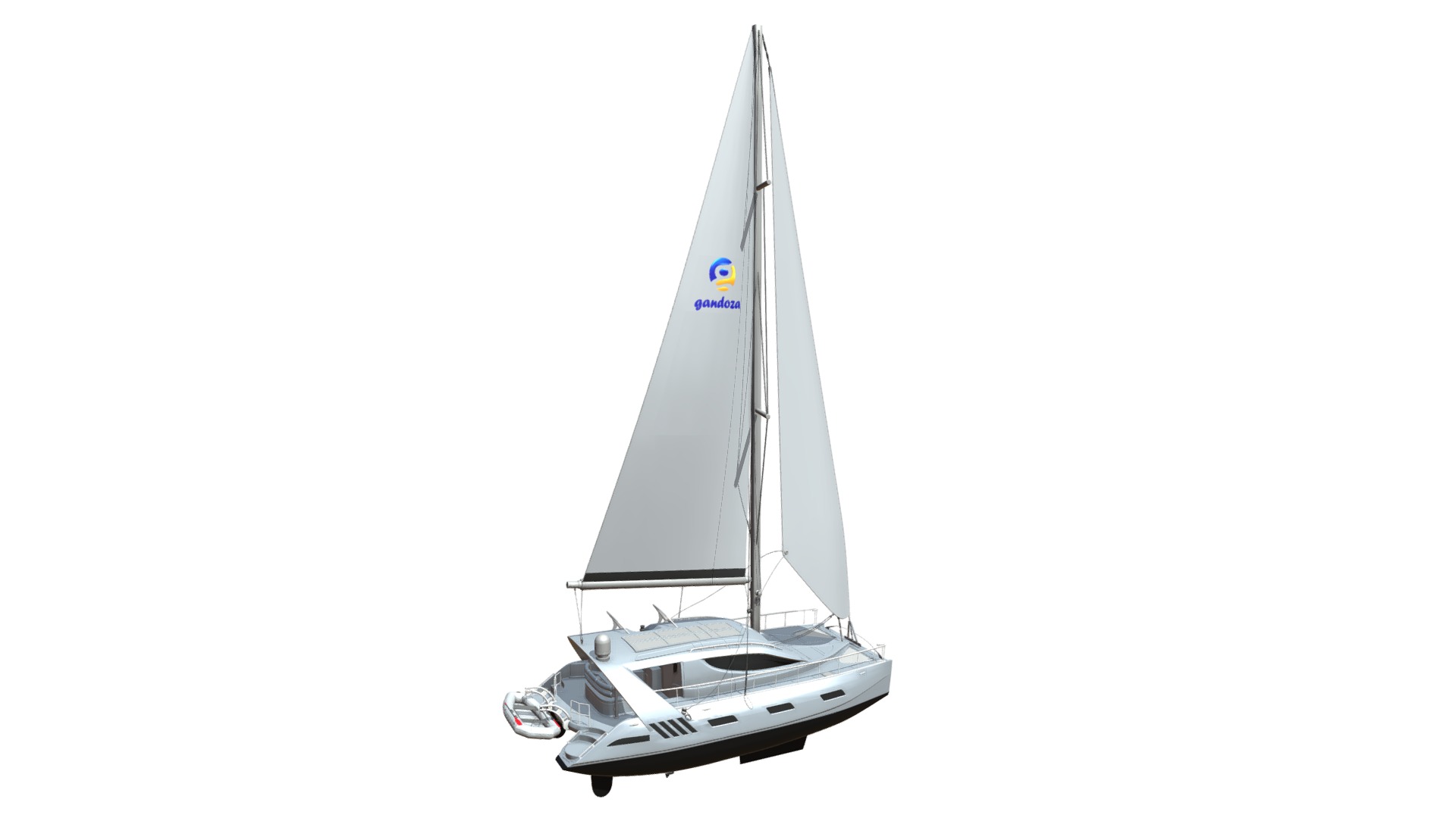 3D model Sailing Yacht - This is a 3D model of the Sailing Yacht. The 3D model is about a sailboat on a white background.