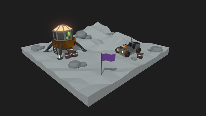 Low-Poly Lunar Landing 3D Model