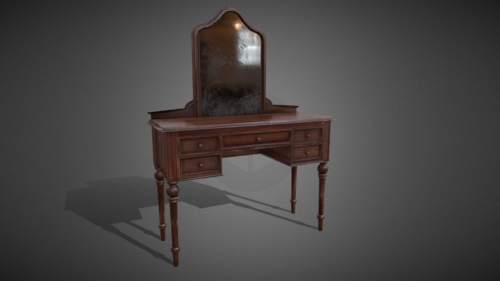 Victorian Dressing Table – Furniture Game Asset 3D Model