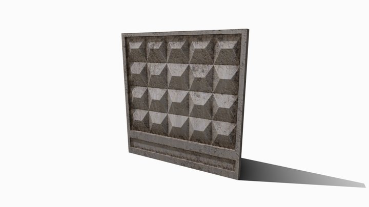 PO-2 concrete fence wall. 3D Model