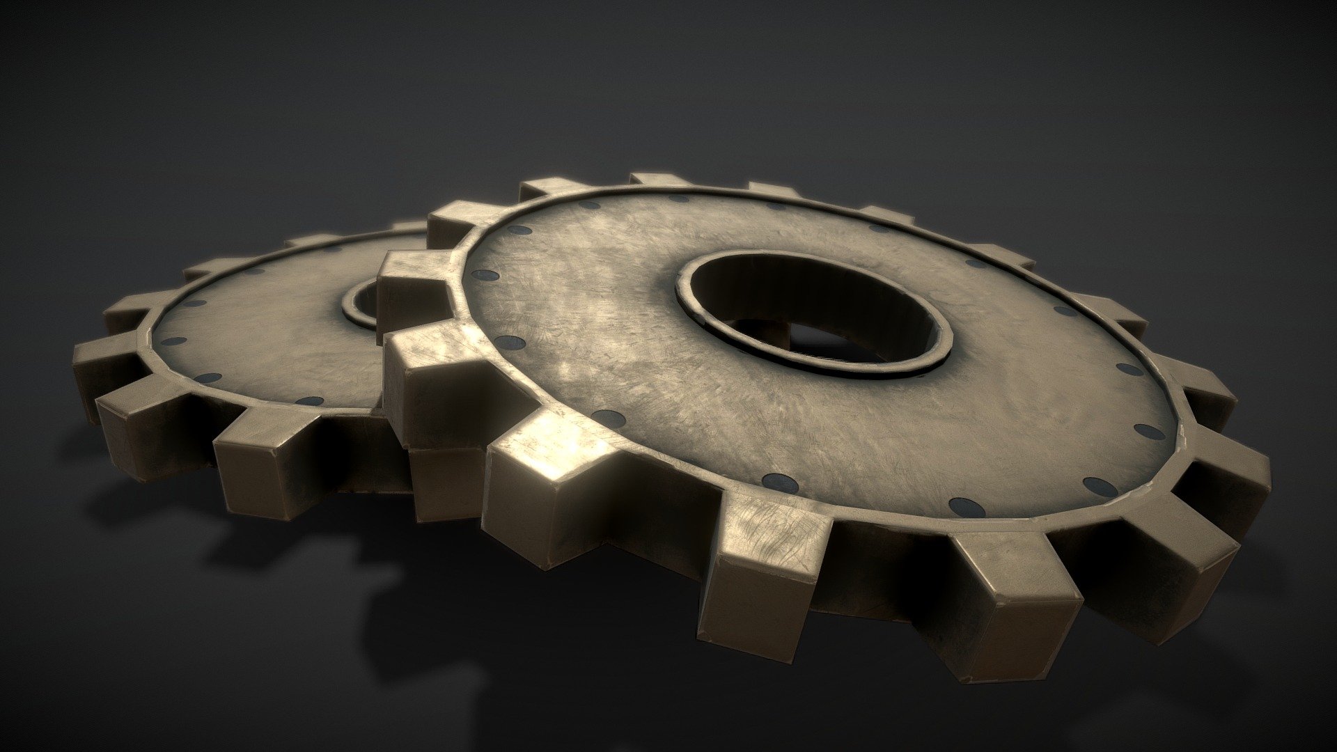 Set of Gears Rigged 3d model. Free download.