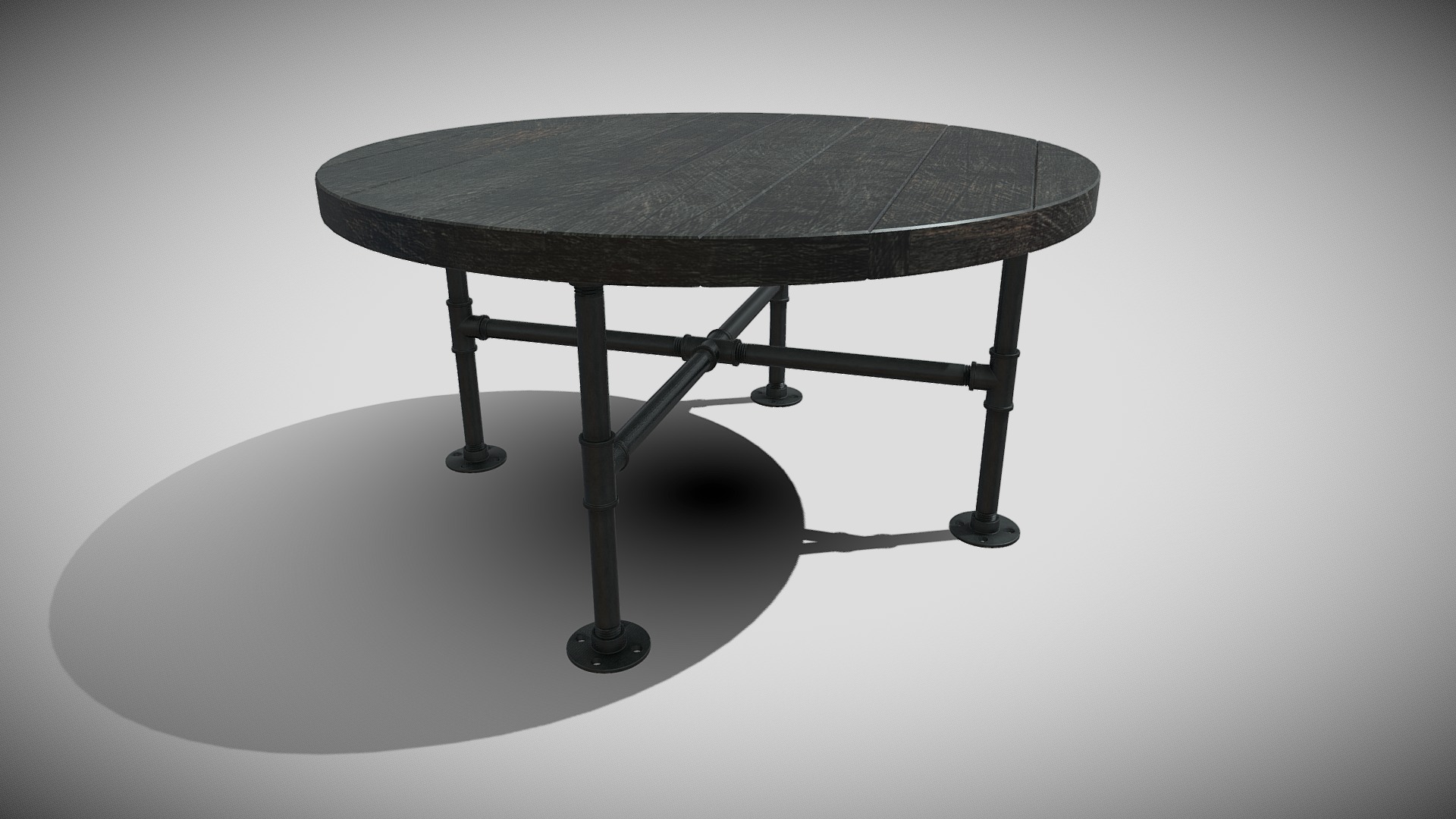 3D model Industrial Pipe Coffeetable - This is a 3D model of the Industrial Pipe Coffeetable. The 3D model is about a table with a metal top.