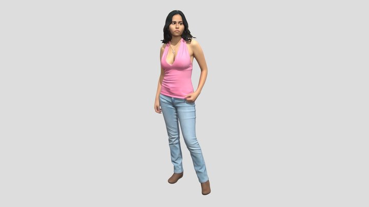 Woman in Pink Halter Top and Jeans – Modelo 3D gratuito STL