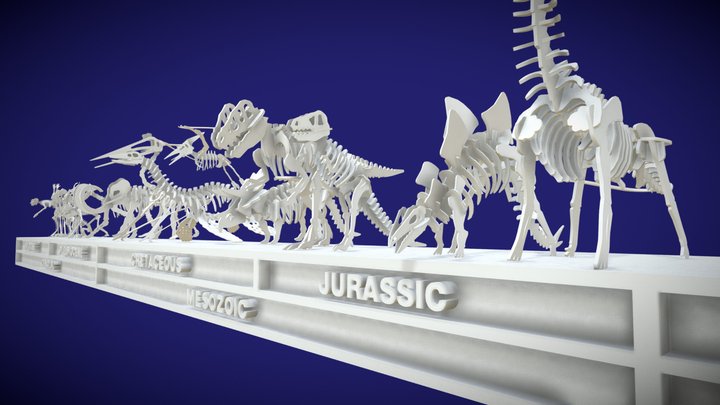 Cenozoic, Mesozoic, & Paleozoic Timeline in 3D 3D Model