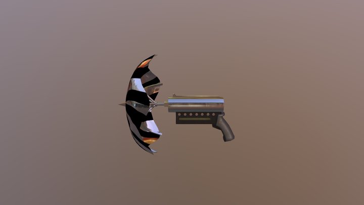 Steel Umbrella Shield Gun Final Animation 3D Model