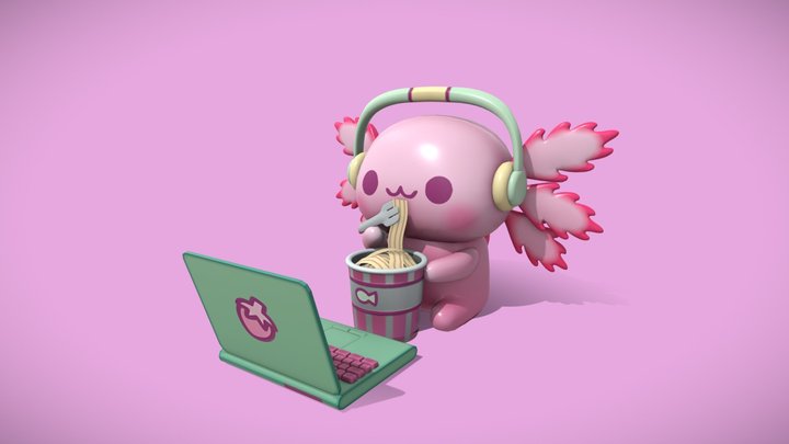 Cute axolotl 3D Model