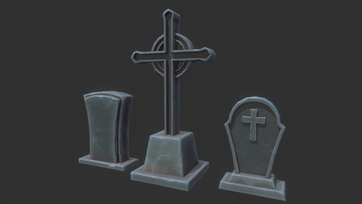 Stylized Tombstones 3D Model