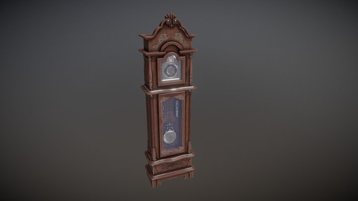 Old Wooden Clock 3D Model