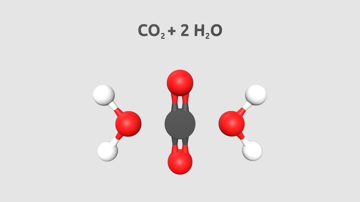 CO2 + H2O Reaktionsschema – FHE 3D Model