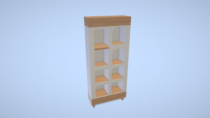 Bookshelf with rounded edge shelves 3D Model