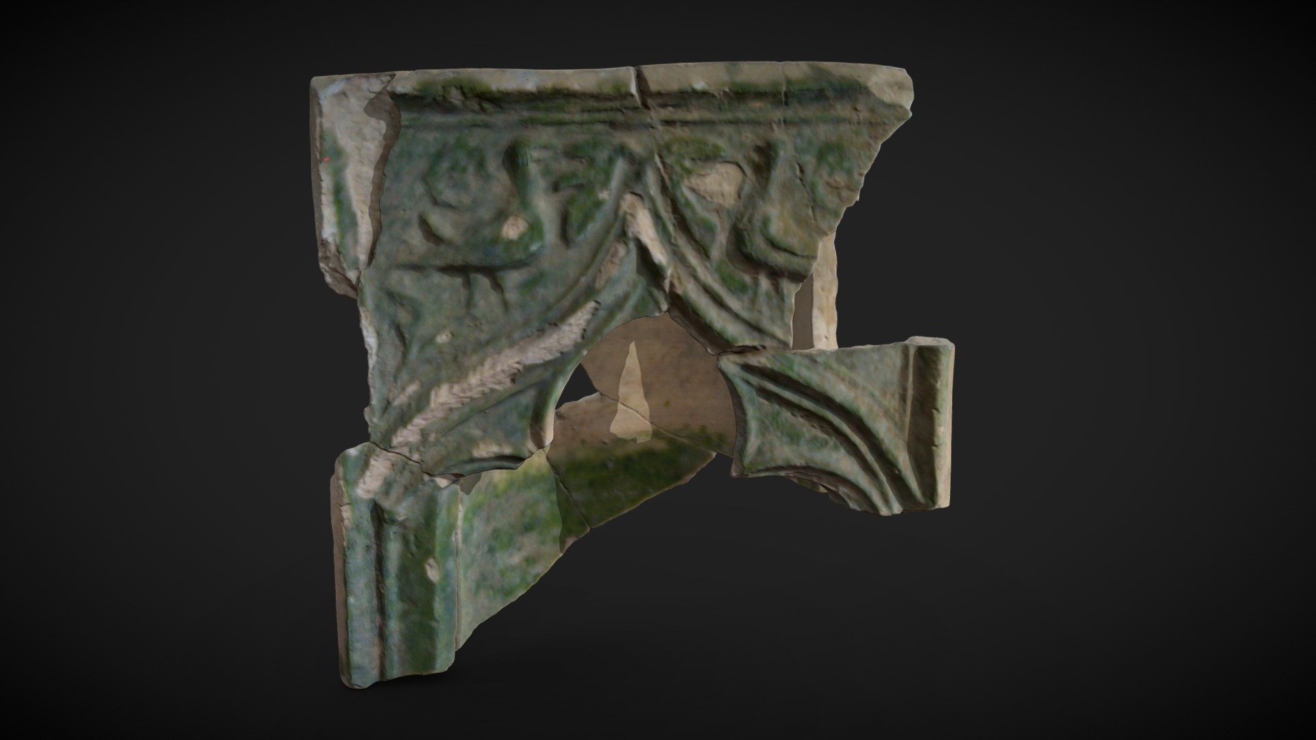 Half-cylinder tile with birds next to flowers — Sketchfab embed 3D viewer