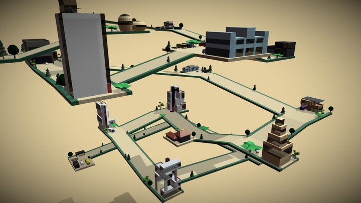 Imaginary city - Animated lowpoly neighborhood