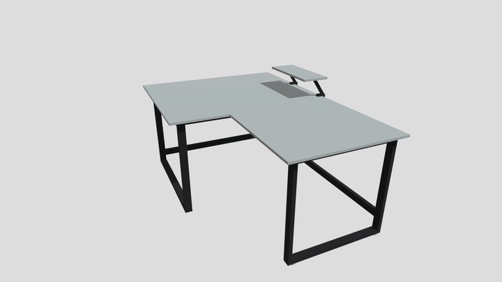 Angled computer desk 3D Model