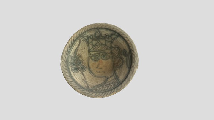 Dish with Crowned Woman Design 3D Model