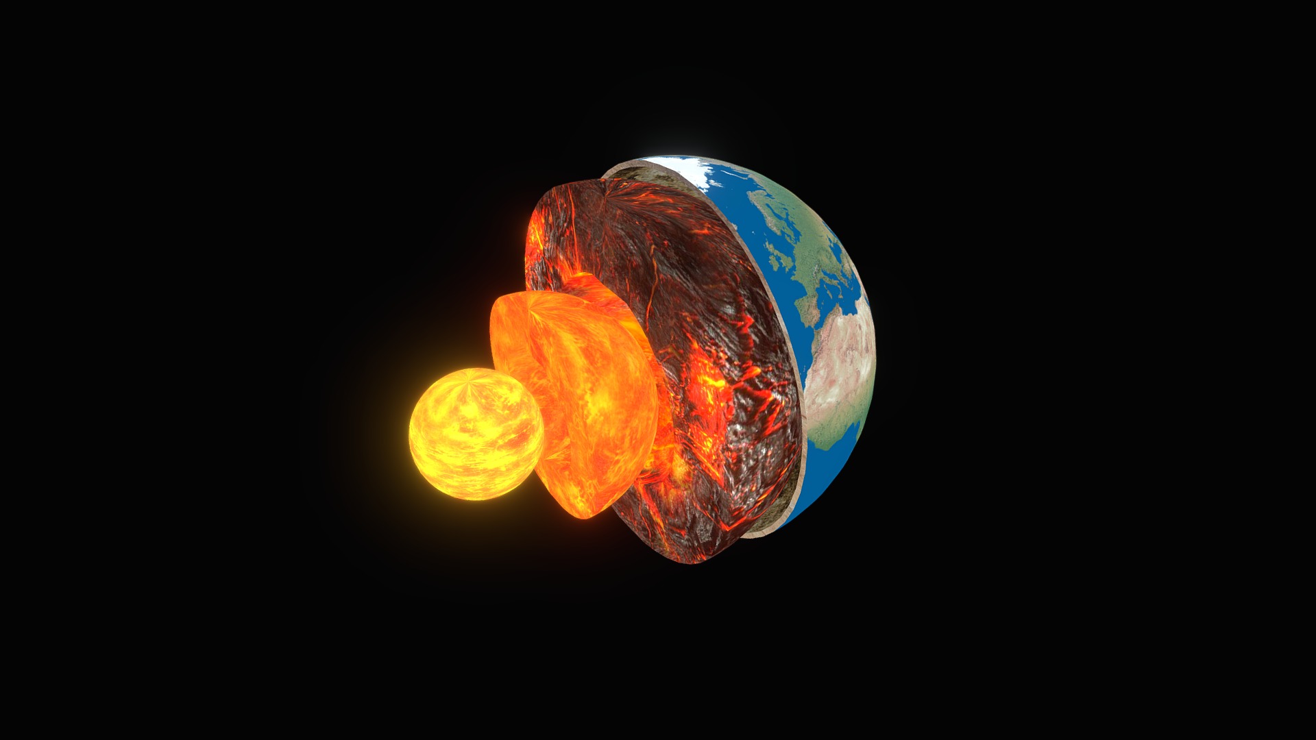 3D model earth_core - This is a 3D model of the earth_core. The 3D model is about a planet with orange and blue colors.
