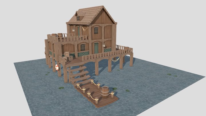 Low Poly Modular Kit - Fisherman's Lake House 3D Model
