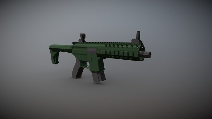 Low poly MPX submachine gun 3D Model