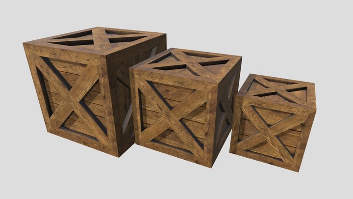 Wooden Boxes 3D Model