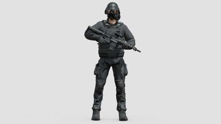 Modern Soldier 3D Model