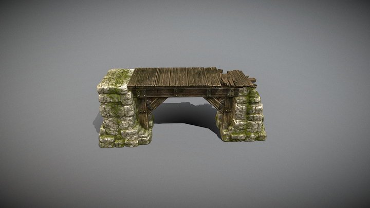 Weathered Medieval Wooden Bridge