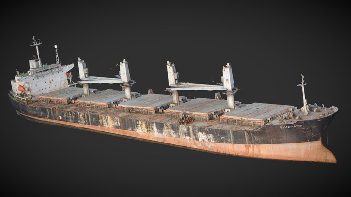 Stranded cargo ship, Giant vessel, Rusty ship – Kostenloses 3D-Modell STL